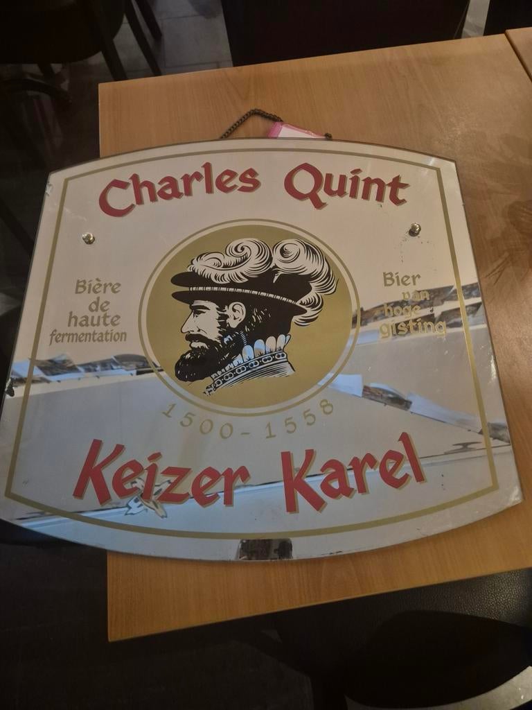 Spiegel keizer karel Charles quint, Verzamelen, Biermerken, Ophalen