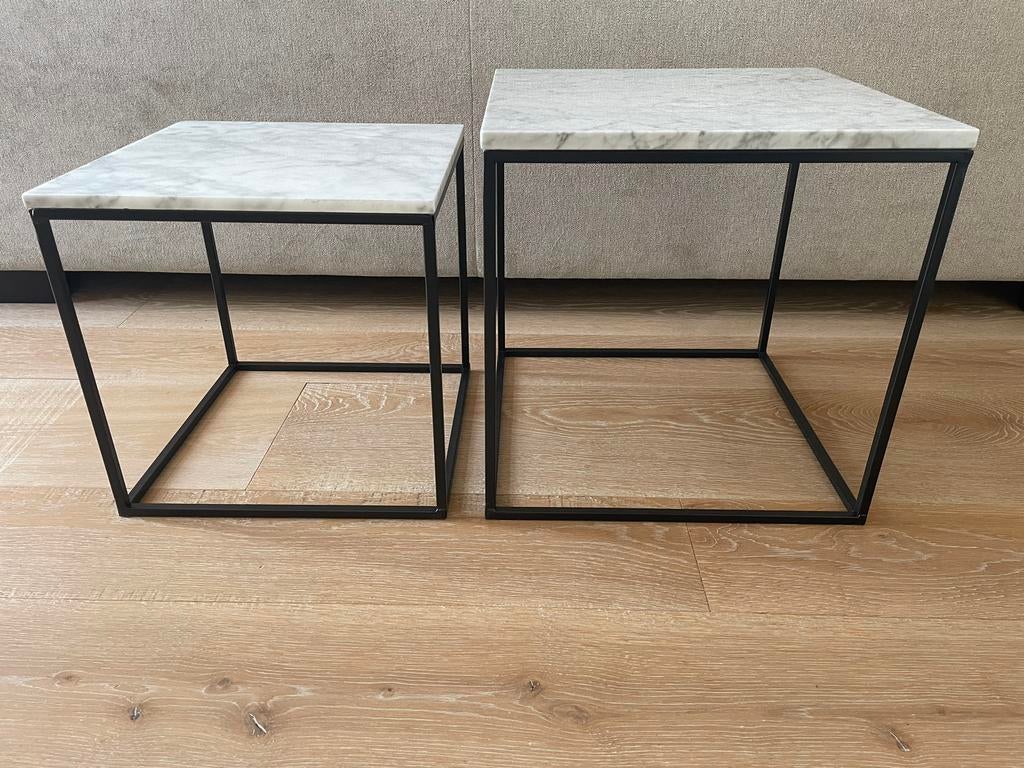 Set 2 marmeren tafeltjes, Ophalen, Gebruikt, Vierkant, Overige materialen