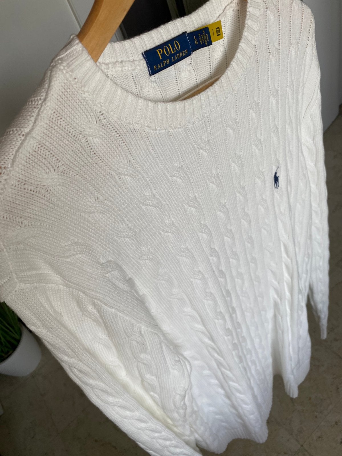 Trui ralph lauren cable wit, Verzenden, Zo goed als nieuw, Maat 48/50 (M), Wit