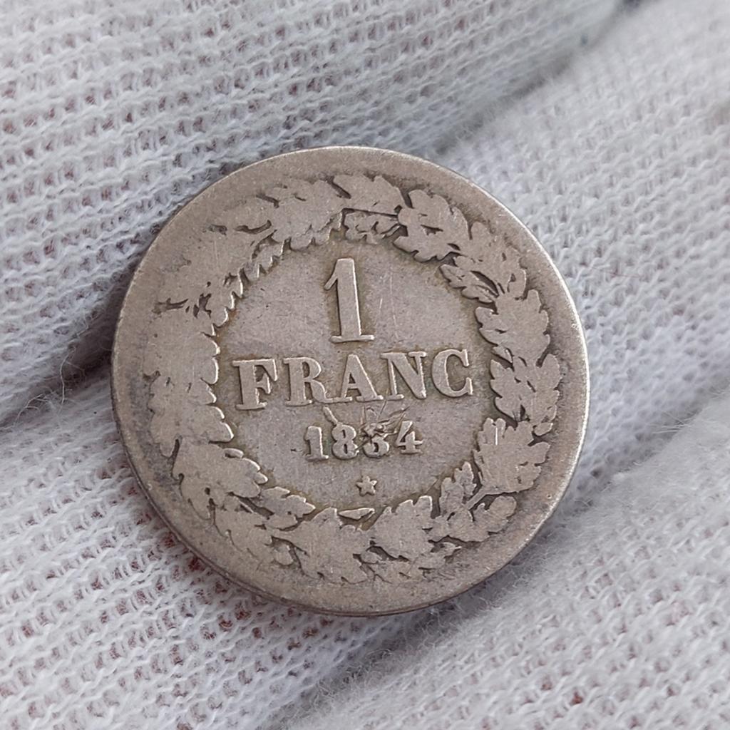 Munt / België / Leopold I / 1 Frank / 1834 / 481.551 ex, Postzegels en Munten, Munten | België, Ophalen of Verzenden, Losse munt