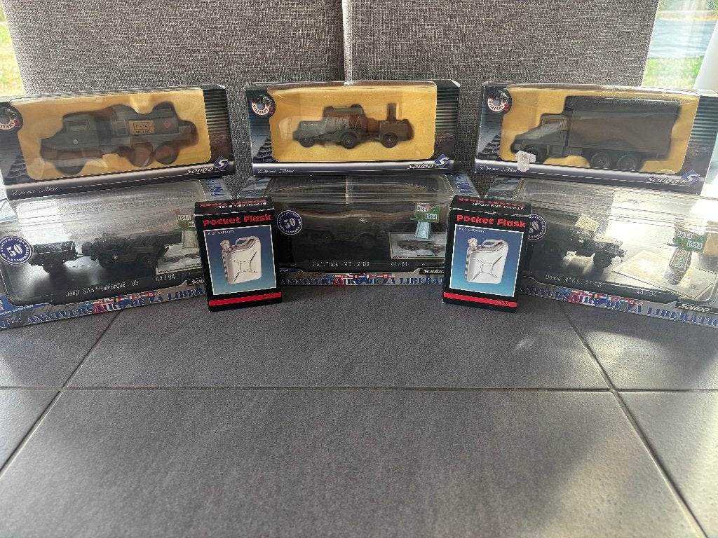 Lot van 6 Vintage Solido Militaire Voertuigen 1:43, Hobby en Vrije tijd, Modelauto's | 1:43, Ophalen of Verzenden, Nieuw, Auto