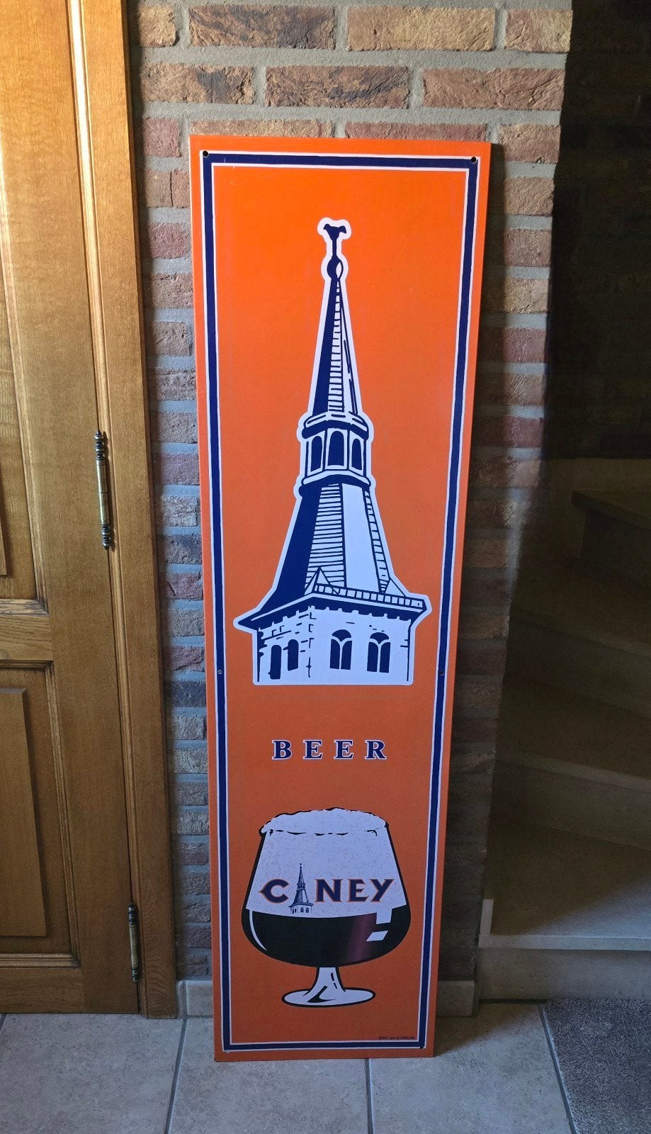 CINEY reclamebord bier, Ophalen, Reclamebord