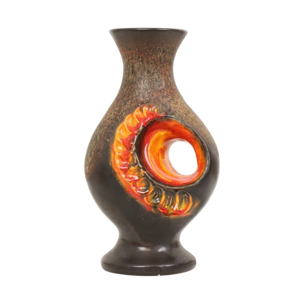 Zeldzame Oranje Fat Lava Vaas West Germany Gerhards 26cm, Antiek en Kunst, Ophalen of Verzenden