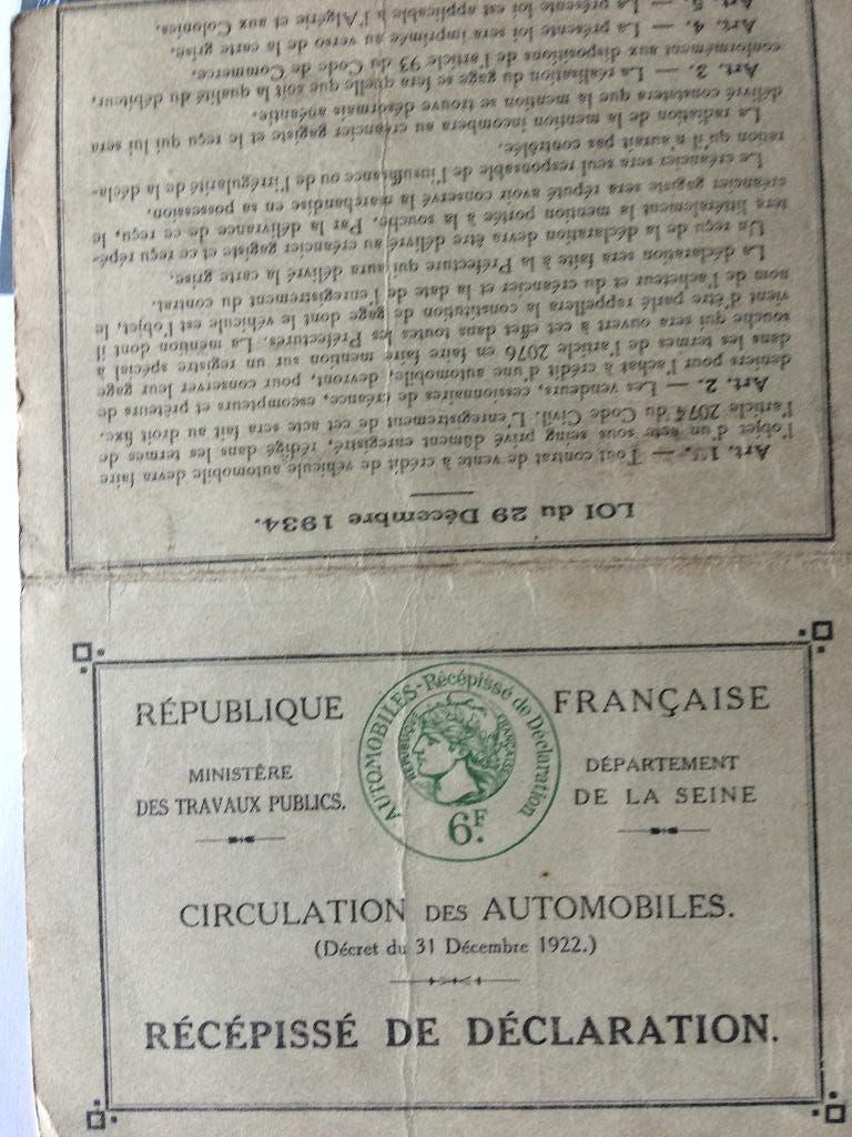 Carte grissen van vooroorlogse citroen ac4 oldtimer, Auto diversen, Handleidingen en Instructieboekjes, Ophalen of Verzenden