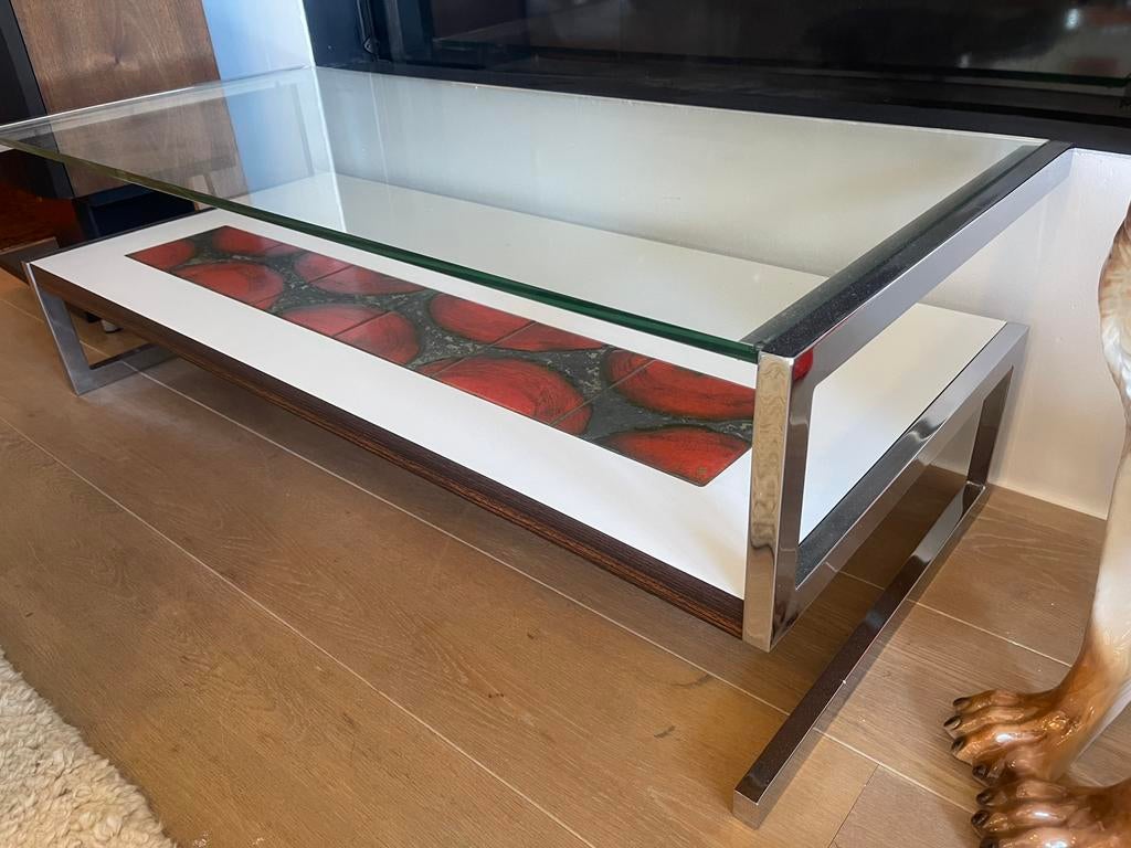 Vintage design salontafel, Huis en Inrichting, Ophalen, 50 tot 100 cm, Zo goed als nieuw, Glas