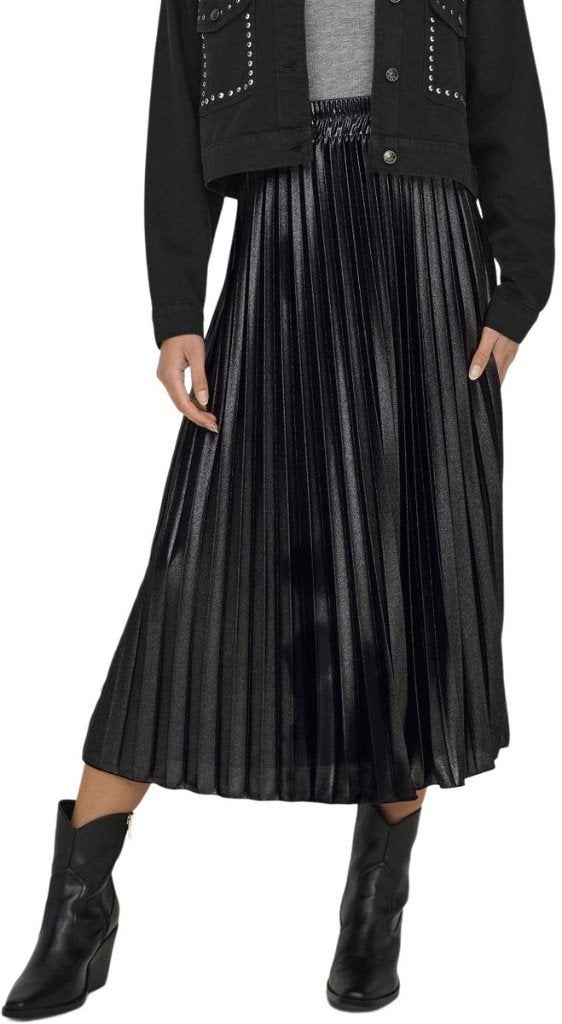 Satijnen plissérok, Kleding | Dames, Maat 38/40 (M), Zwart, Ophalen of Verzenden, Zo goed als nieuw