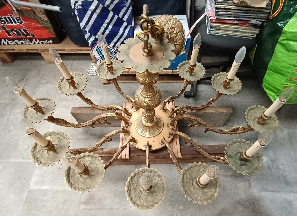 klassieke kroonluchter met meerdere lichtarmen, Ophalen, Gebruikt, Overige fittingen, Metaal
