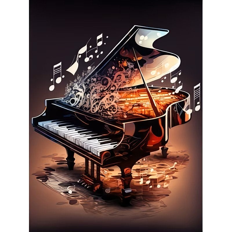 40x30cm Diamond Painting piano muziek tekens (rond) nr 258, Overige thema's, Nieuw, Ophalen of Verzenden, Overige materialen