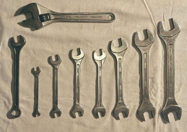 Facom steeksleutelset inch + verstelbare moersleutel, Doe-het-zelf en Bouw, Gereedschap | Handgereedschap, Gebruikt, Ophalen