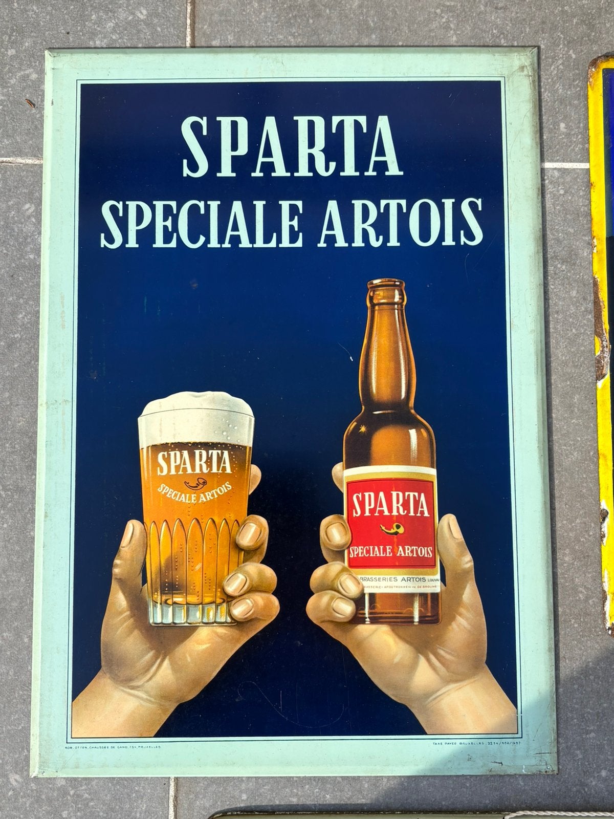 Reclamebord blik Artois te koop, Verzamelen, Ophalen of Verzenden, Zo goed als nieuw, Reclamebord