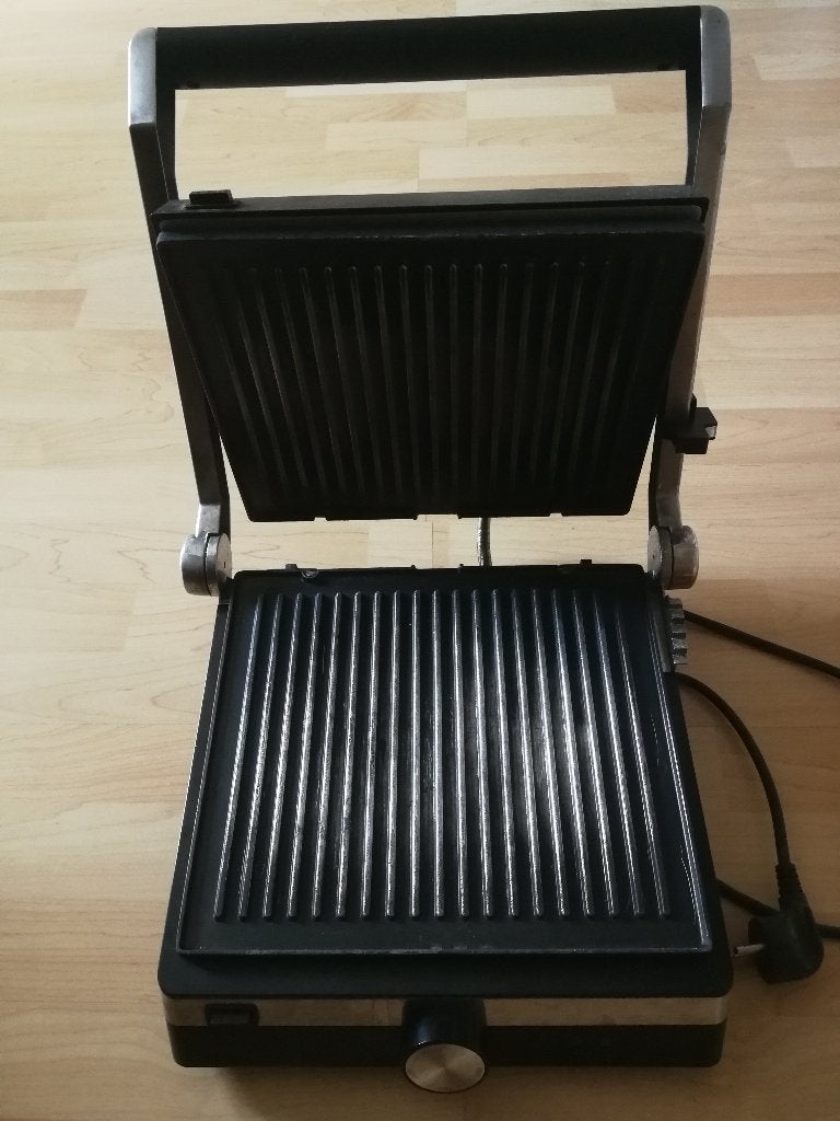 Contactgril 2000W in hoogte verstelbaar, Elektronische apparatuur, Grillplaten, Ophalen, Vaatwasmachinebestendig, Gebruikt, Tafelgrill
