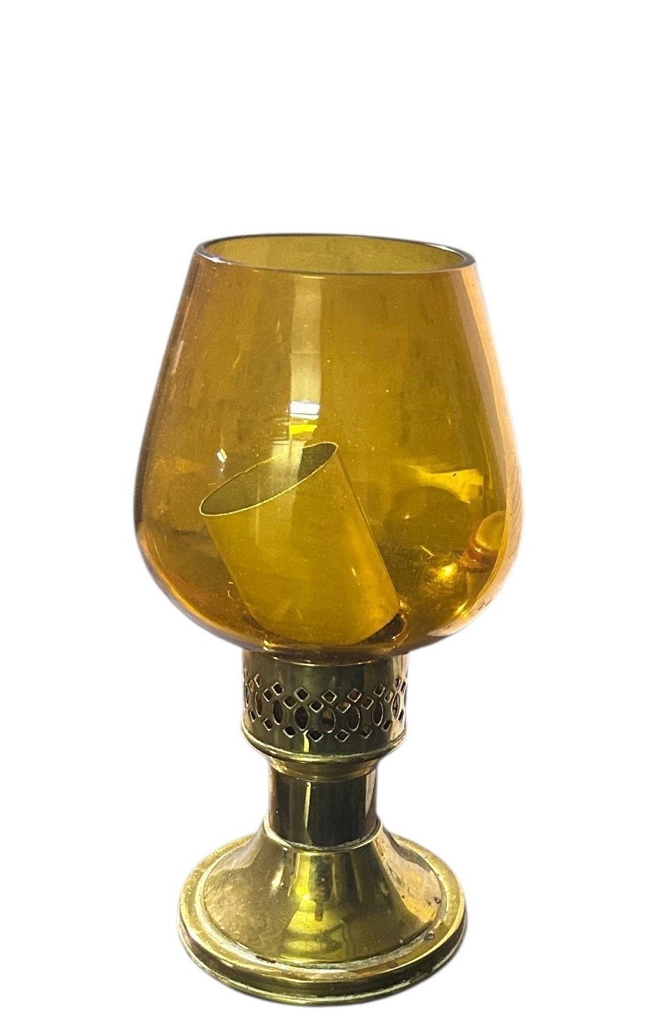 lampe à bouger vintage en laiton et verre couleur ambre, Enlèvement ou Envoi