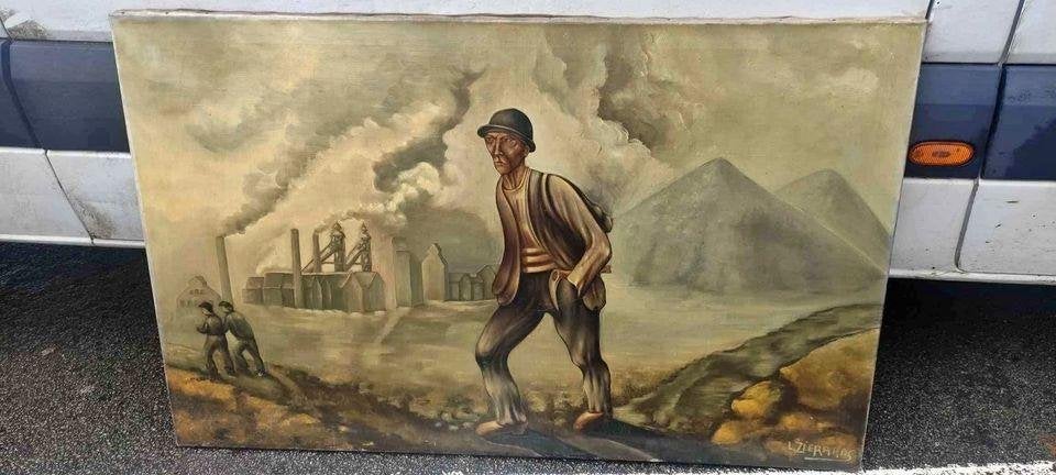 Huile sur toile industrielle signe L zierards, Antiquités & Art, Enlèvement, Toile