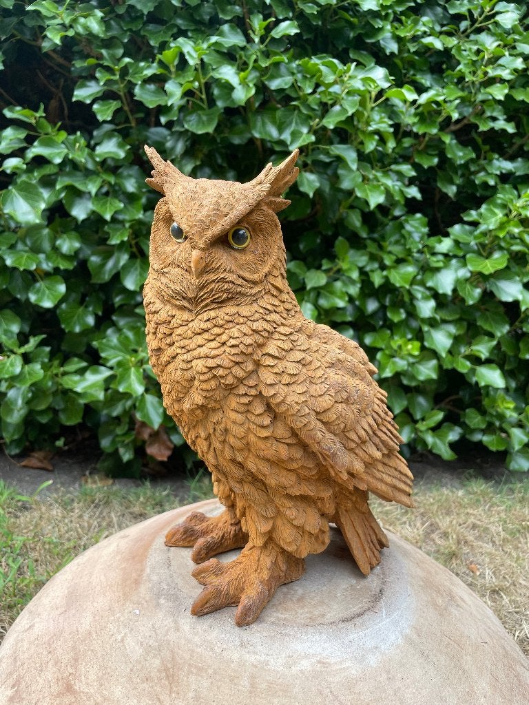 Image Hibou brun, jardin, animaux, oiseaux 30cm, Jardin & Terrasse, Statues de jardin, Neuf, Animal, Synthétique, Enlèvement ou Envoi