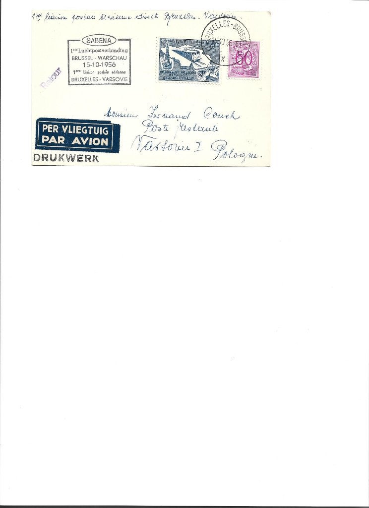 postzegels belgisch Congo Sabena luchtpost, Luchtvaart, Met stempel, Ophalen of Verzenden, Gestempeld