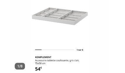 Komplement ikea accessoires pour plateau coulissant gris cla, Enlèvement, Comme neuf