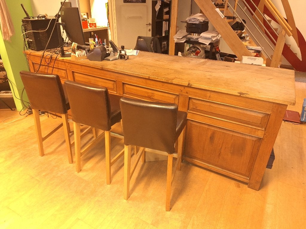 Prachtig vintage bureau massief indische teak, Vintage, Ophalen, Hout