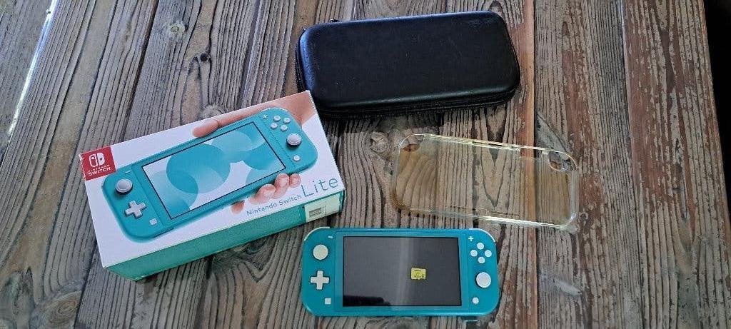 Zeer nette Nintendo switch lite turquoise, Enlèvement ou Envoi, Turquoise, Comme neuf, Avec housse de protection ou sac