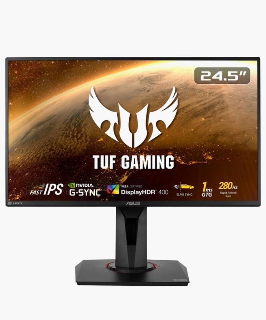ASUS TUF VG259QM - 24,5” Full HD, Overklokbare 280Hz IPS, HD, IPS, In hoogte verstelbaar, ASUS