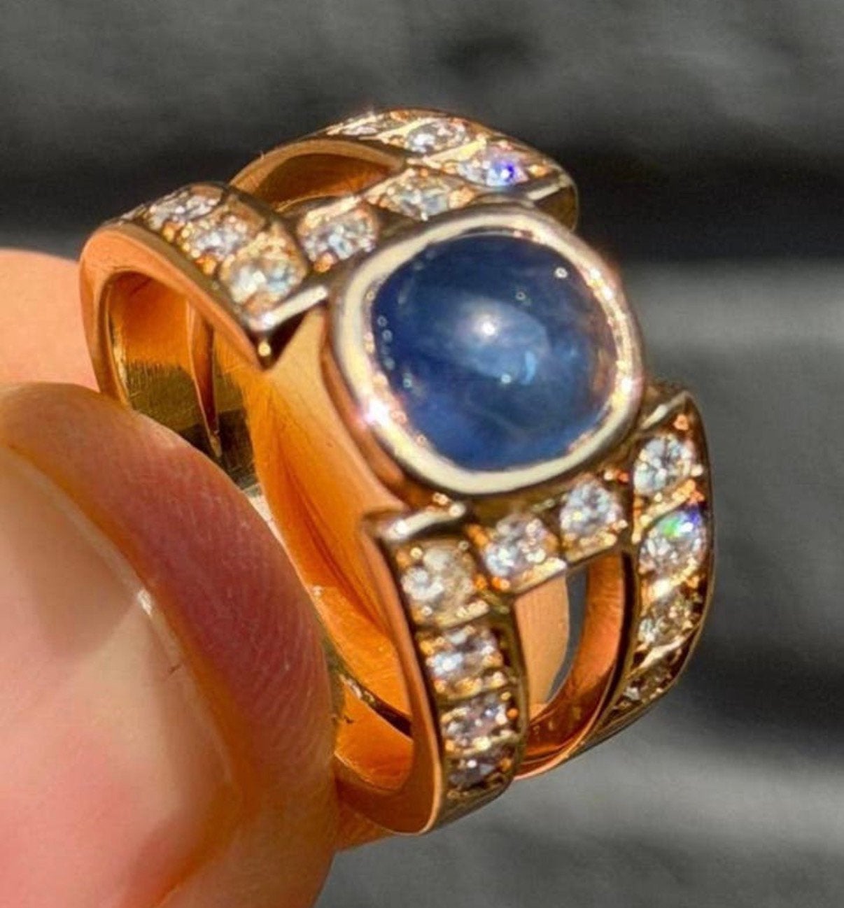 Exclusieve 18K gouden ring saffier 2.5ct en diamanten 1.Oct!, Bijoux, Sacs & Beauté, Bagues, Femme, 18 à 19, Jaune, Or, Avec pierre précieuse