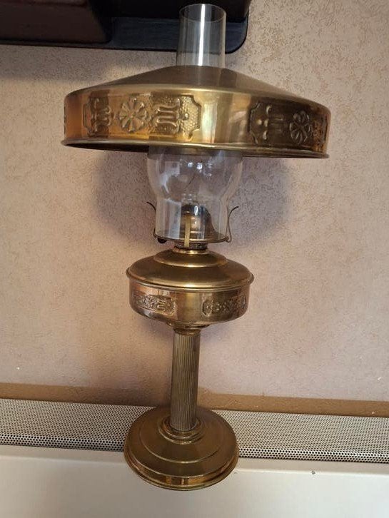 Lampe à huile en cuivre antique, Enlèvement ou Envoi
