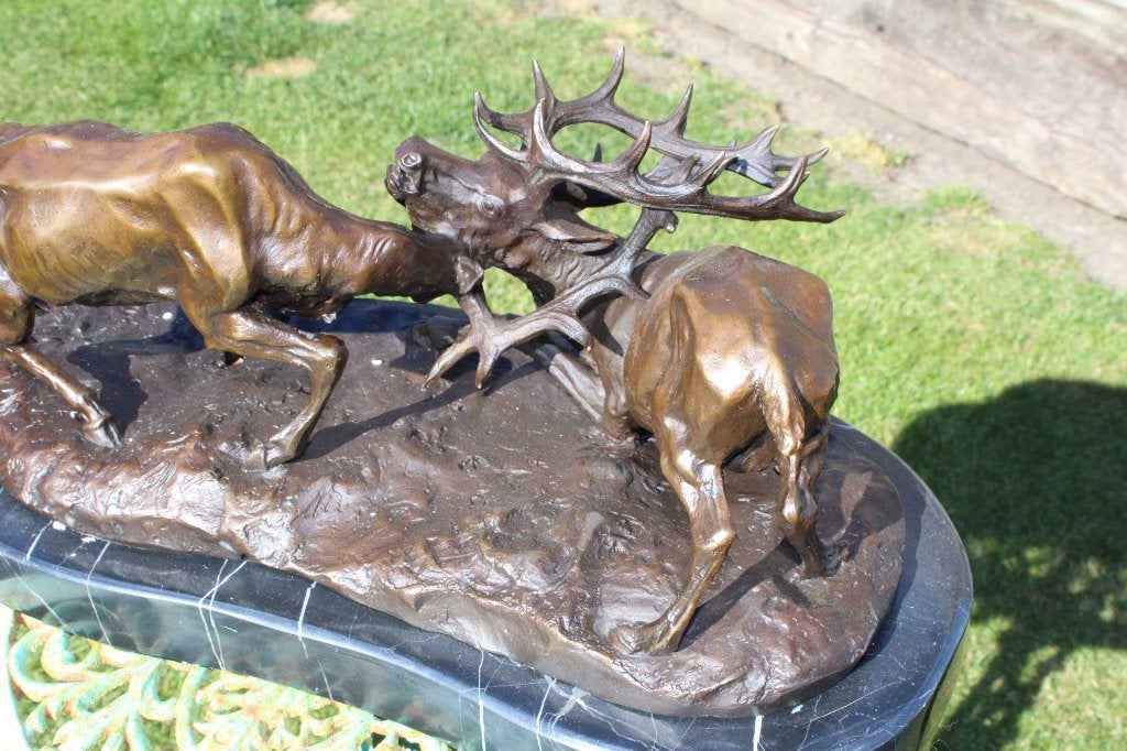 bronzen standbeeld voor hertenbestrijding : PJ MENE, Antiek en Kunst, Ophalen of Verzenden, Brons