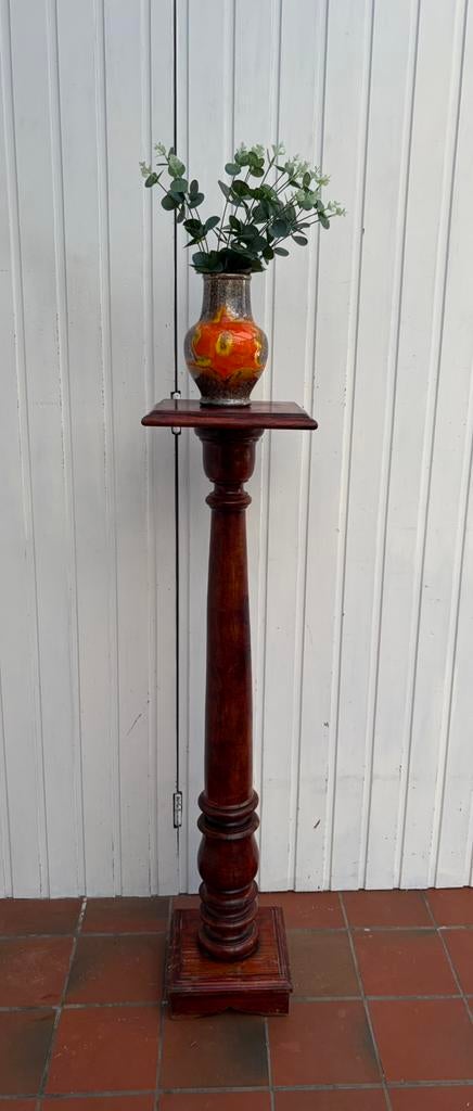 Vintage houten zuil/voetstuk, Ophalen, Gebruikt