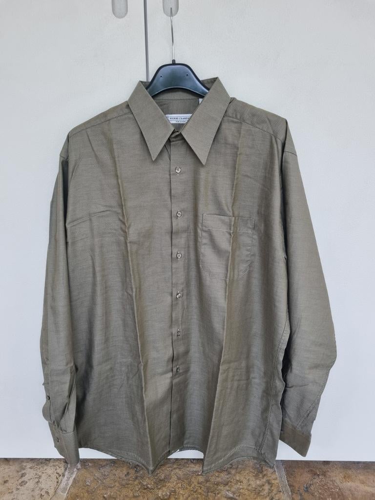 Chemise kaki Pierre Clarence taille 43, Tour de cou 43/44 (XL), Comme neuf, Vert, Pierre Clarence