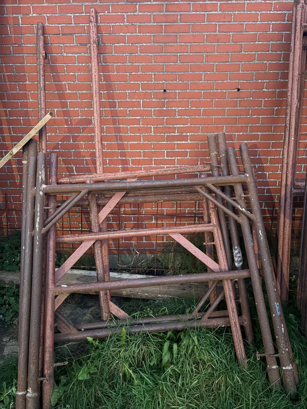 Bouwstelling bokken, kruisen en regelbare poten, Doe-het-zelf en Bouw, Ophalen, Gebruikt, Gevelsteiger, 5 meter of hoger