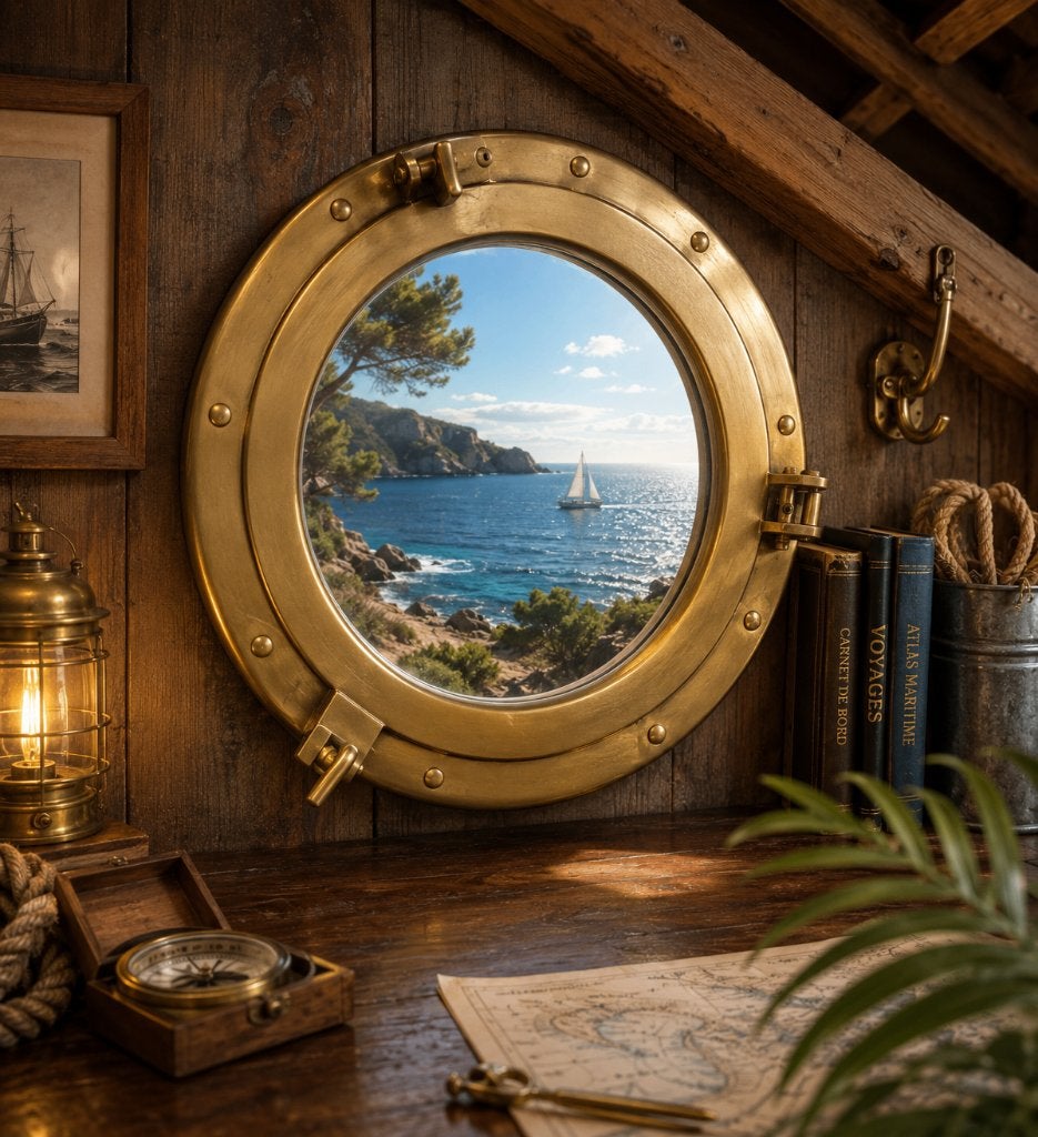 Miroir hublot en laiton, Maison & Meubles, Accessoires pour la Maison | Miroirs, Enlèvement, Comme neuf, Rond, Moins de 50 cm