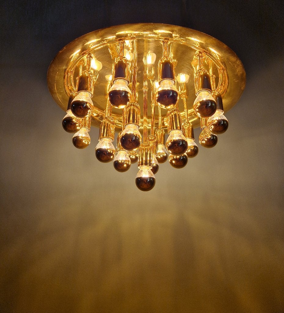 Plafonnier Sputnik XXL en laiton, design Space Age, 1970, Enlèvement ou Envoi