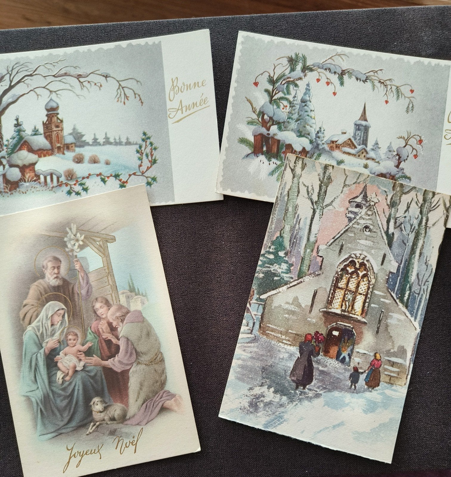 mooie Franstalige kerstkaarten jaren 1930, Ophalen of Verzenden