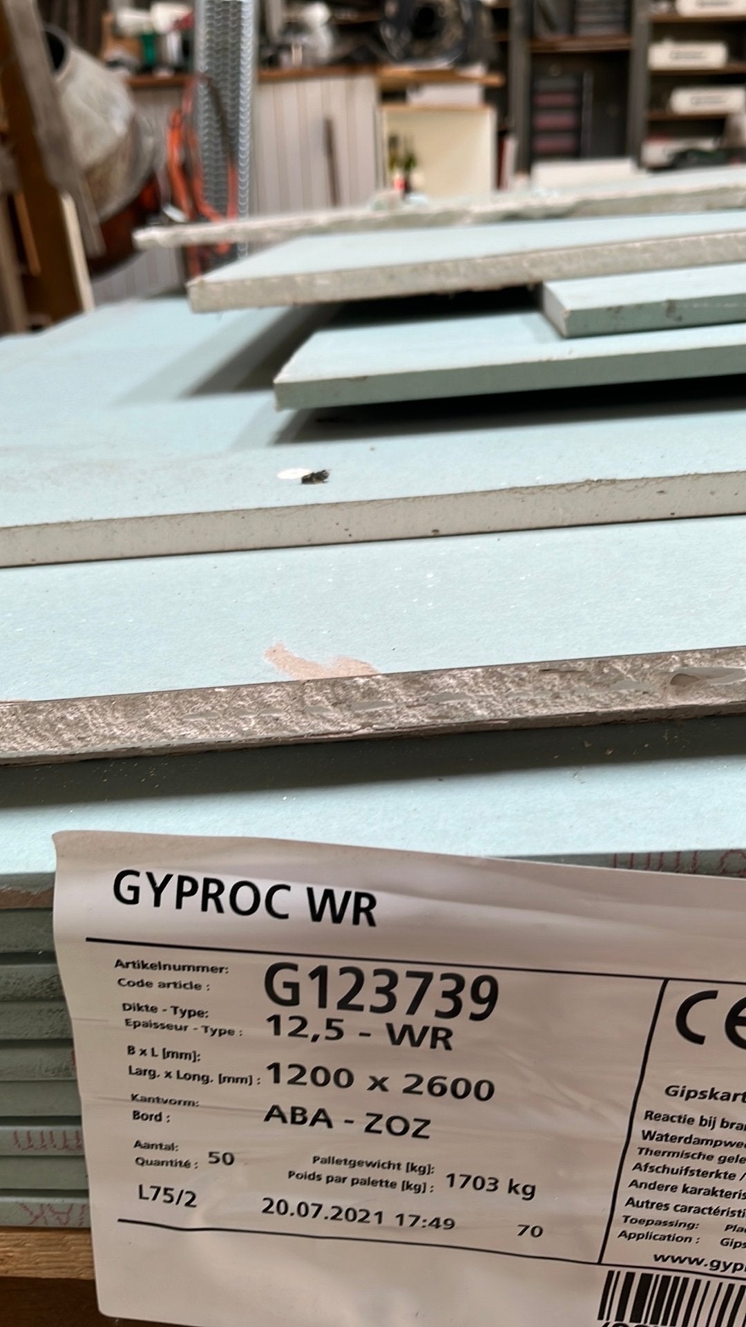 Gyprocplaten 1200x2600, Ophalen, Zo goed als nieuw