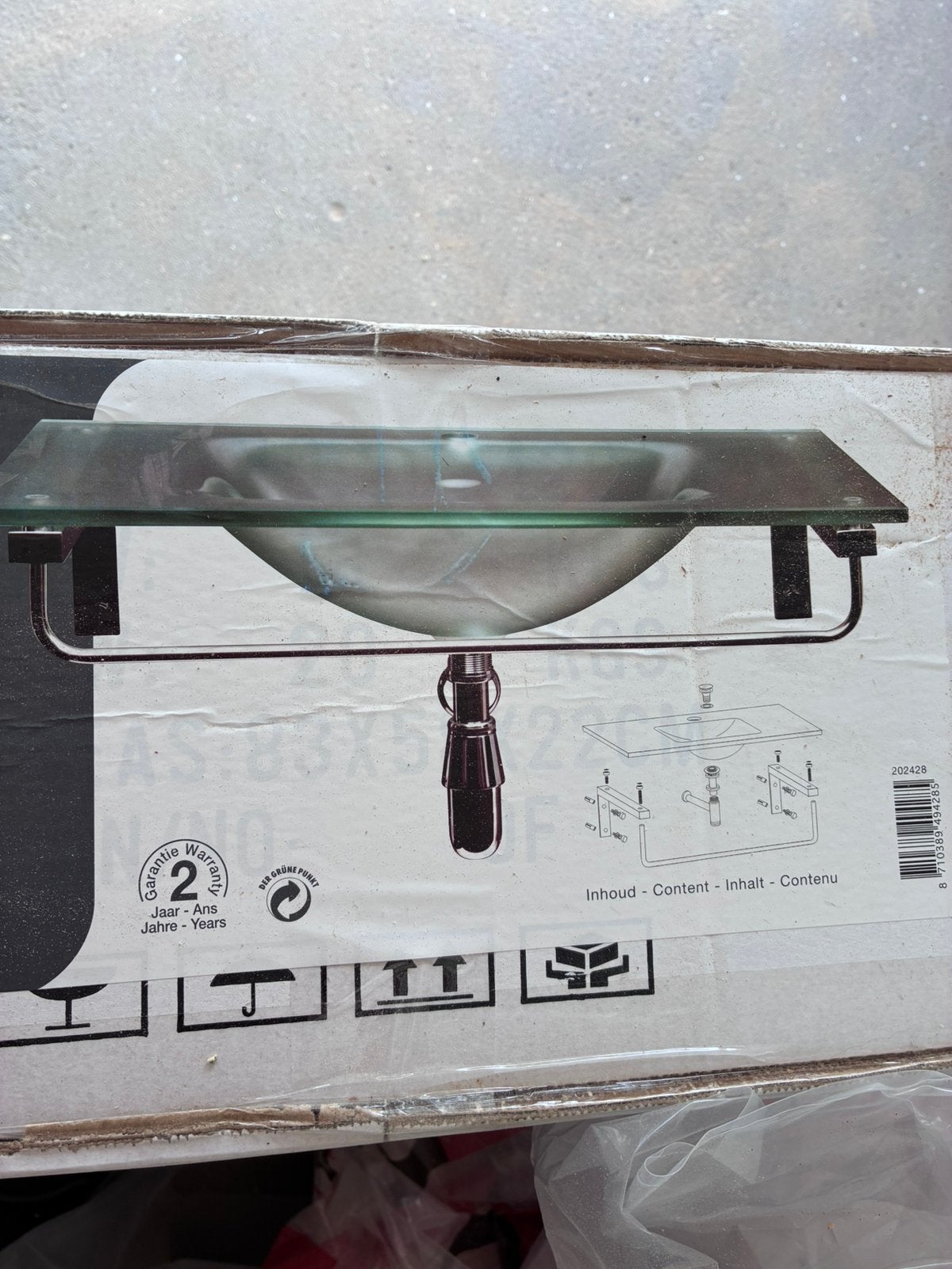 Glazen lavabo, Bricolage & Construction, Sanitaire, Enlèvement, Neuf, Verre, Lavabo