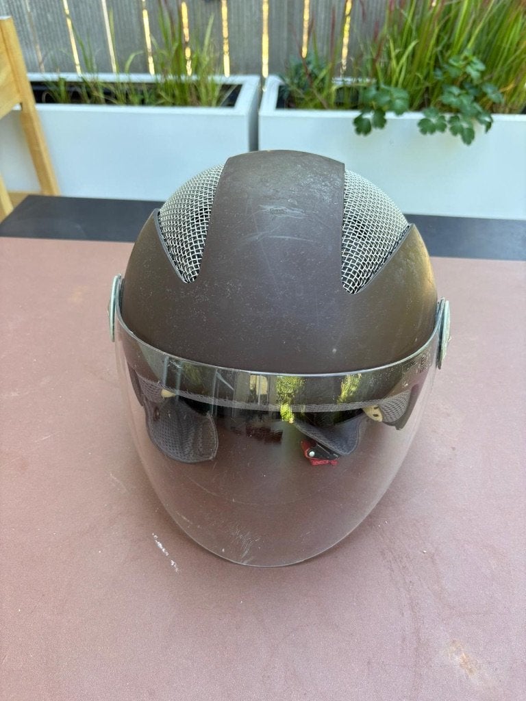 MT jethelm / scooterhelm / brommerhelm met vizier, Fietsen en Brommers, Ophalen, Gebruikt, Extra small of kleiner, MT Helmets