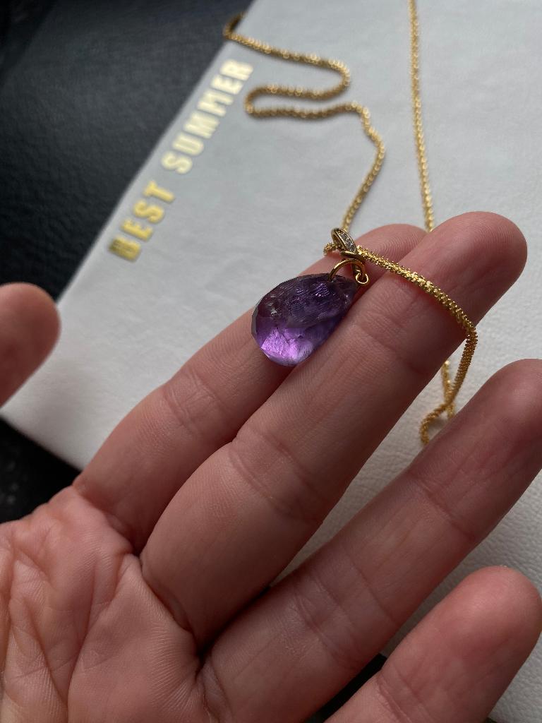 Collier améthyste vermeil 18k, Bijoux, Sacs & Beauté, Colliers, Neuf, Enlèvement ou Envoi, Avec pendentif, Violet