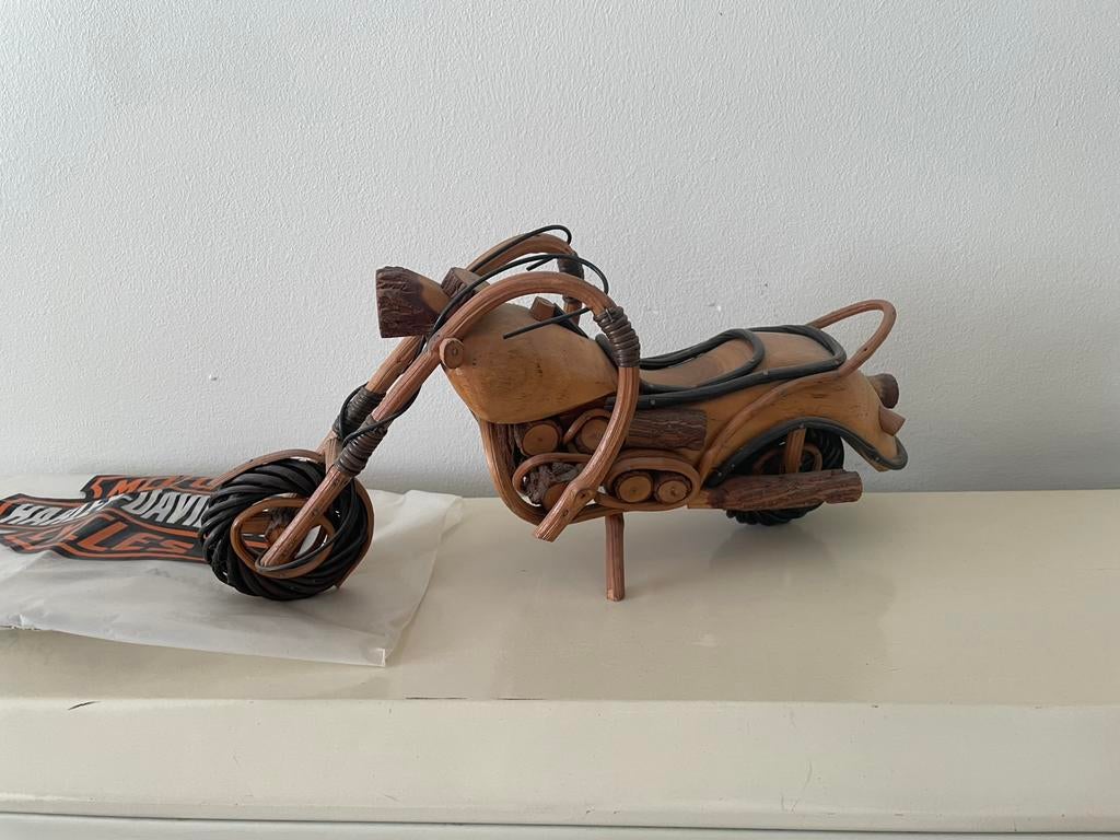 Houten Harley-Davidson Motorfiets Model - Handgemaakt, Hobby & Loisirs créatifs, Modélisme | Voitures & Véhicules, Enlèvement
