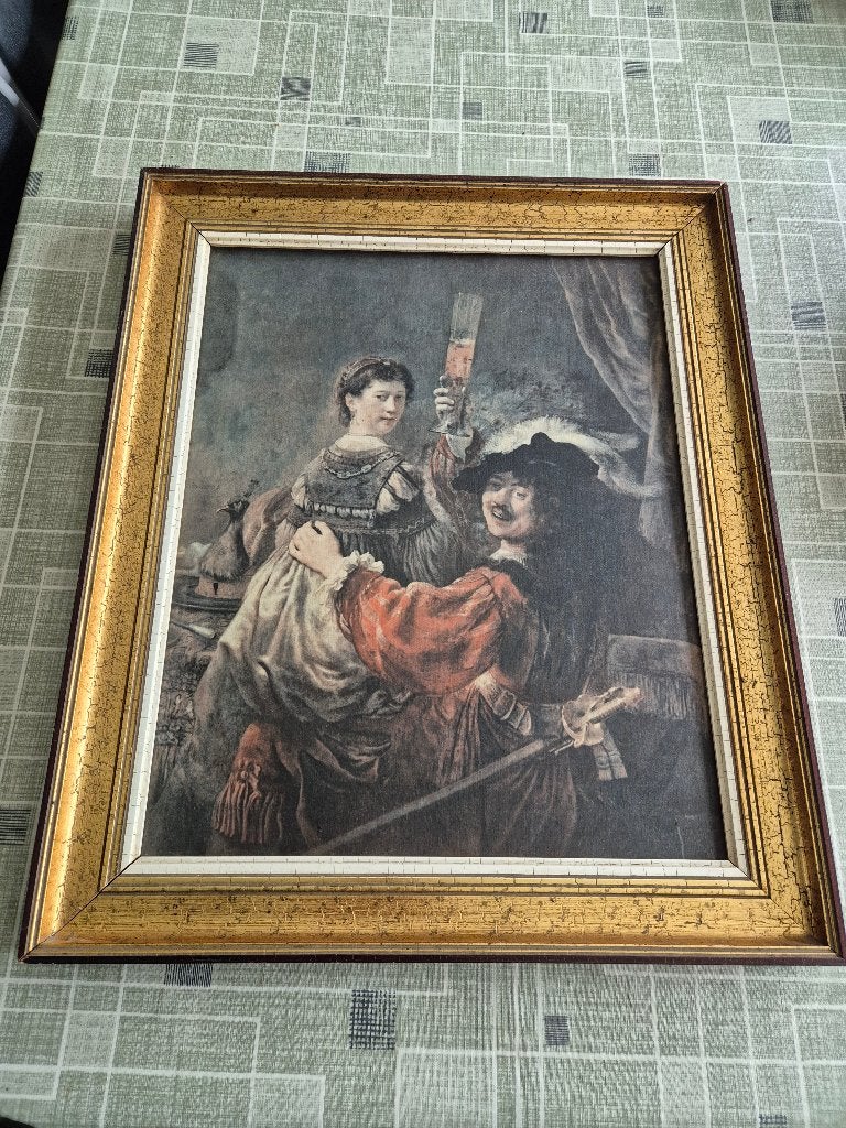 Reproductie Van Rembrandt - Van Rijn, Ophalen, 60 cm, 50 cm, Handgekleurd