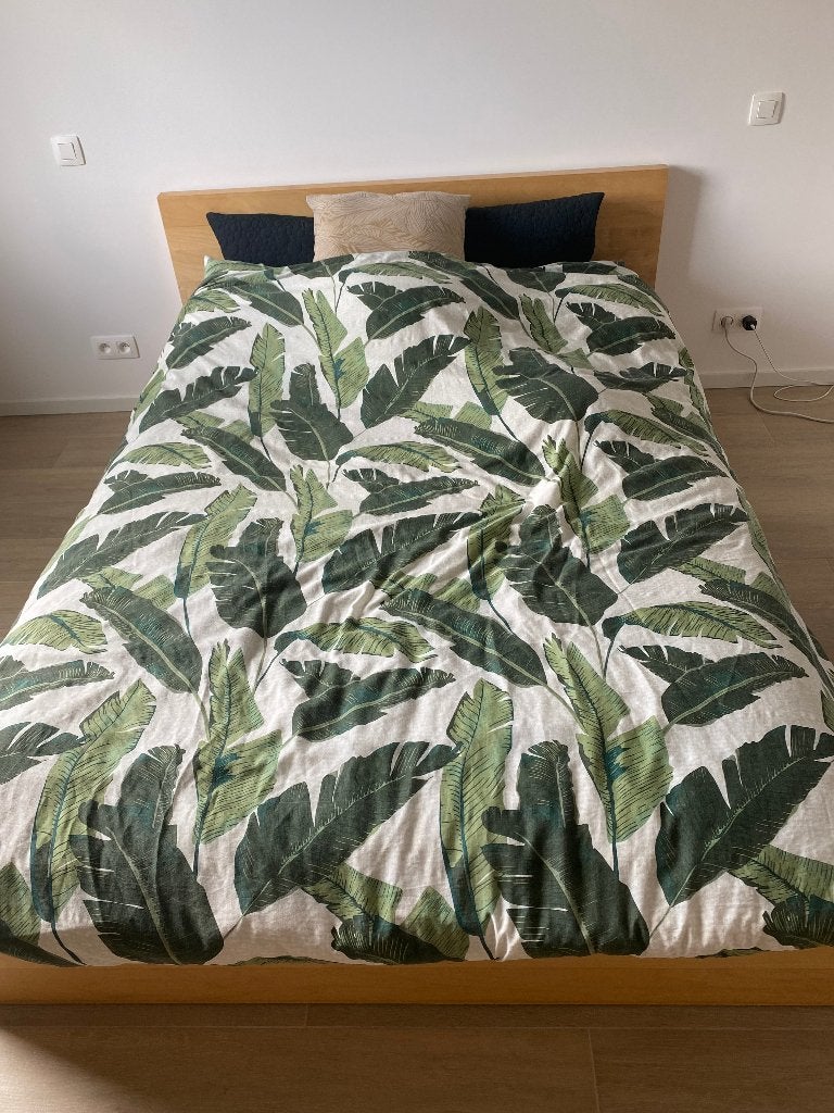 lit 2 personnes avec matelas, Beige, Enlèvement, Bois, Deux personnes