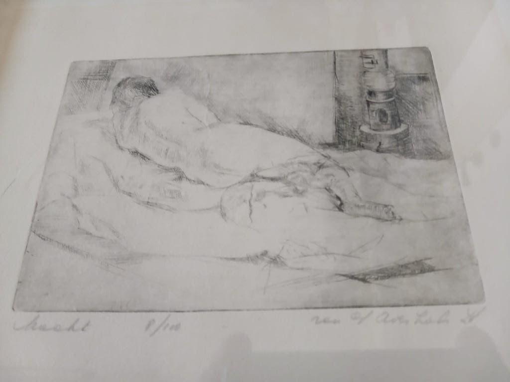 gesigneerde ets Georges Averhals , titel naakt, Ophalen of Verzenden, Ets, Gesigneerd