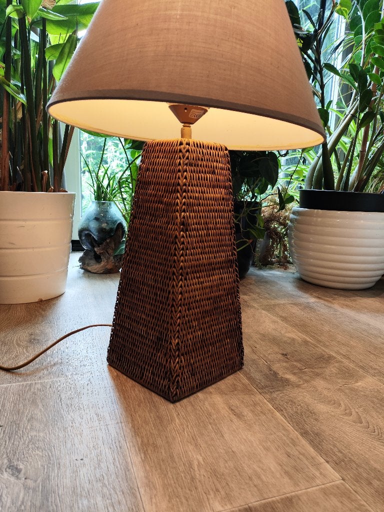 Lampe de table vintage en rotin ATV Grootebroek  (44 cm), Enlèvement ou Envoi