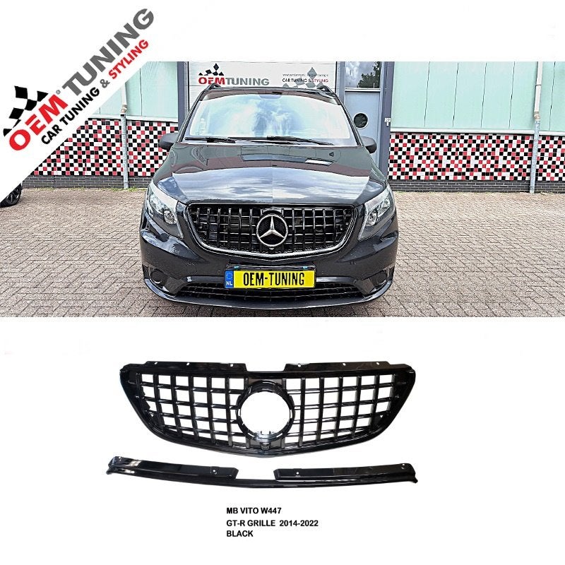 Grille geschikt voor VITO W447 | GT-R Style Black | 14-24 |, Voor, Mercedes-Benz, Nieuw, Ophalen of Verzenden