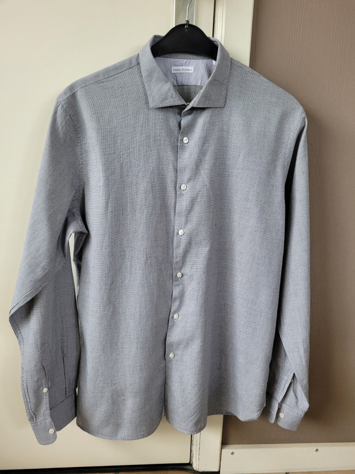 Chemise à carreaux fins de la marque Robert Friedman, XL.. C, Enlèvement ou Envoi, Gris