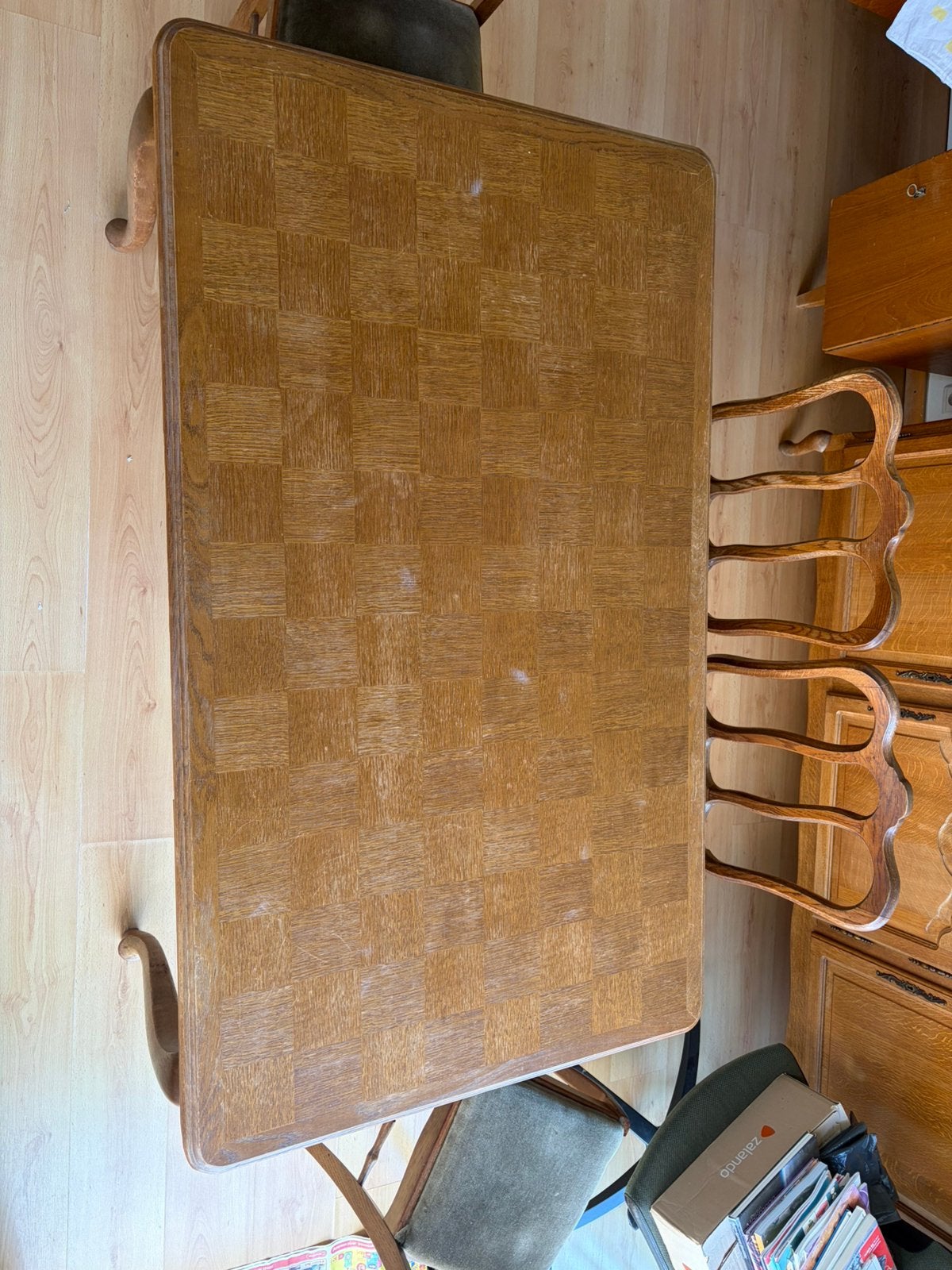 Table à manger ancienne avec 6 chaises, Enlèvement, Utilisé, 4 à 6 chaises