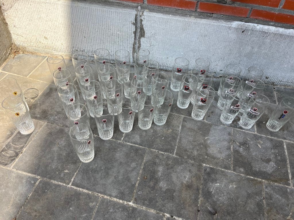 Verschillende soorten glazen Jupiler (blue) - 35 stuks, Verzamelen, Ophalen, Jupiler