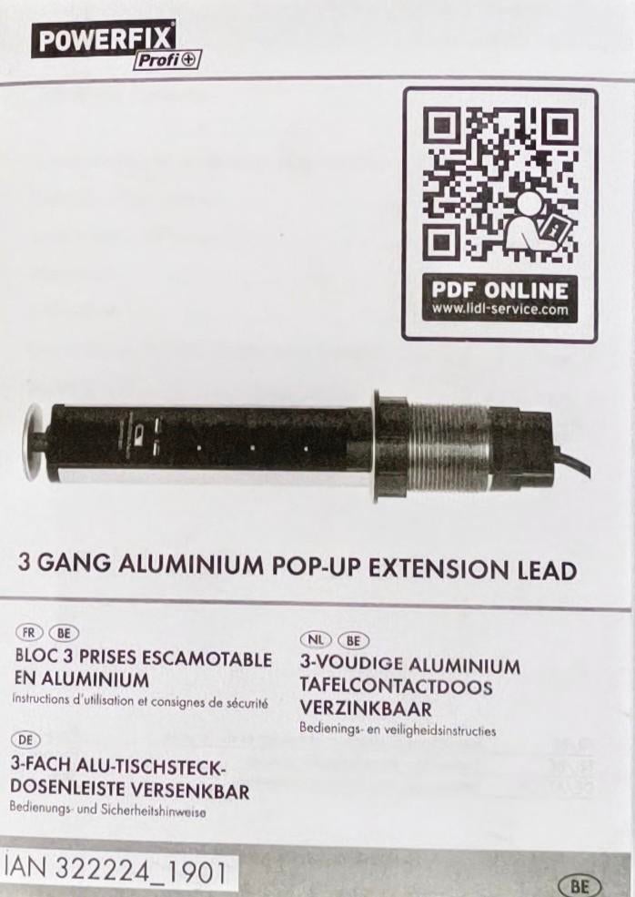 Powerfix Tafelcontactdoos, Enlèvement