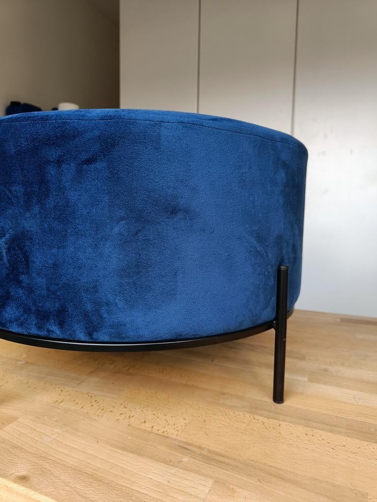 Fluwelen poef RUBY - blauw, Huis en Inrichting, Ophalen