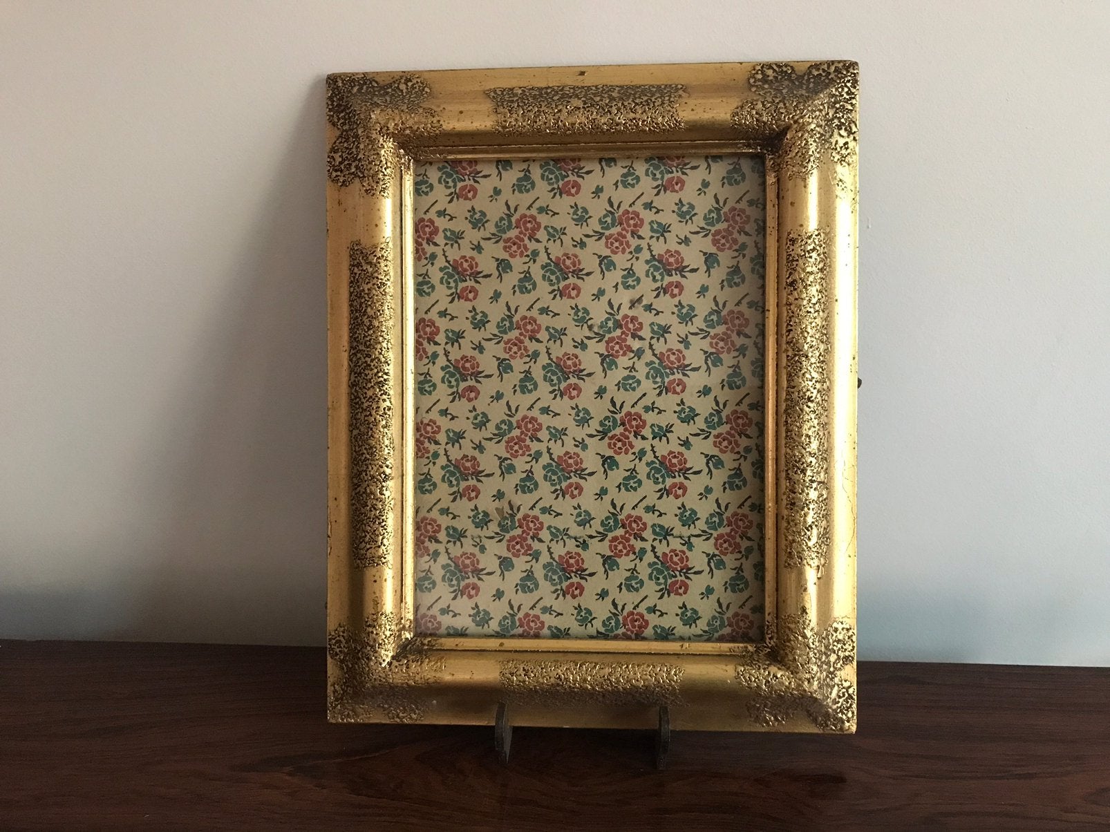 Oude houten lijst kader goudkleurig mooie details met glas, Ophalen of Verzenden