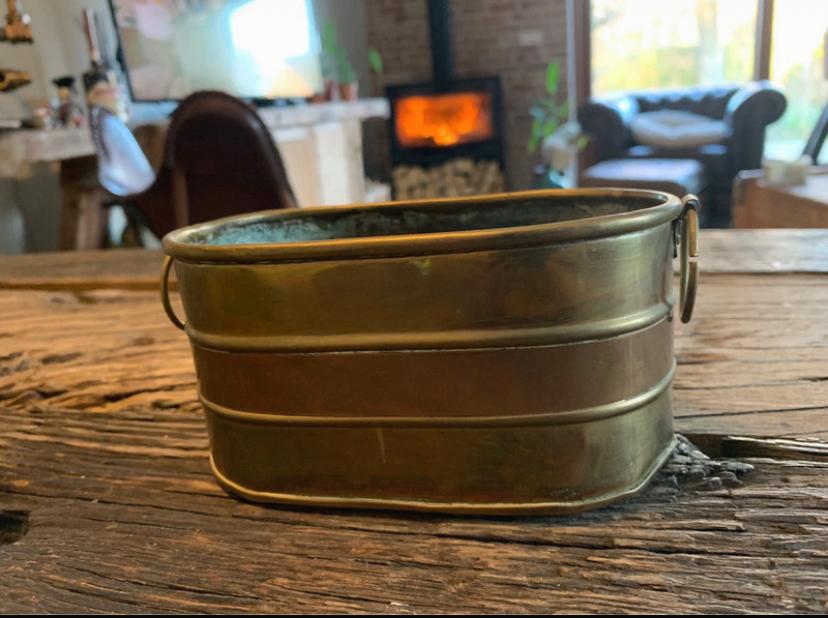vintage messing plantenbak of cachepot. Brass koper, Huis en Inrichting, Ophalen of Verzenden, Zo goed als nieuw