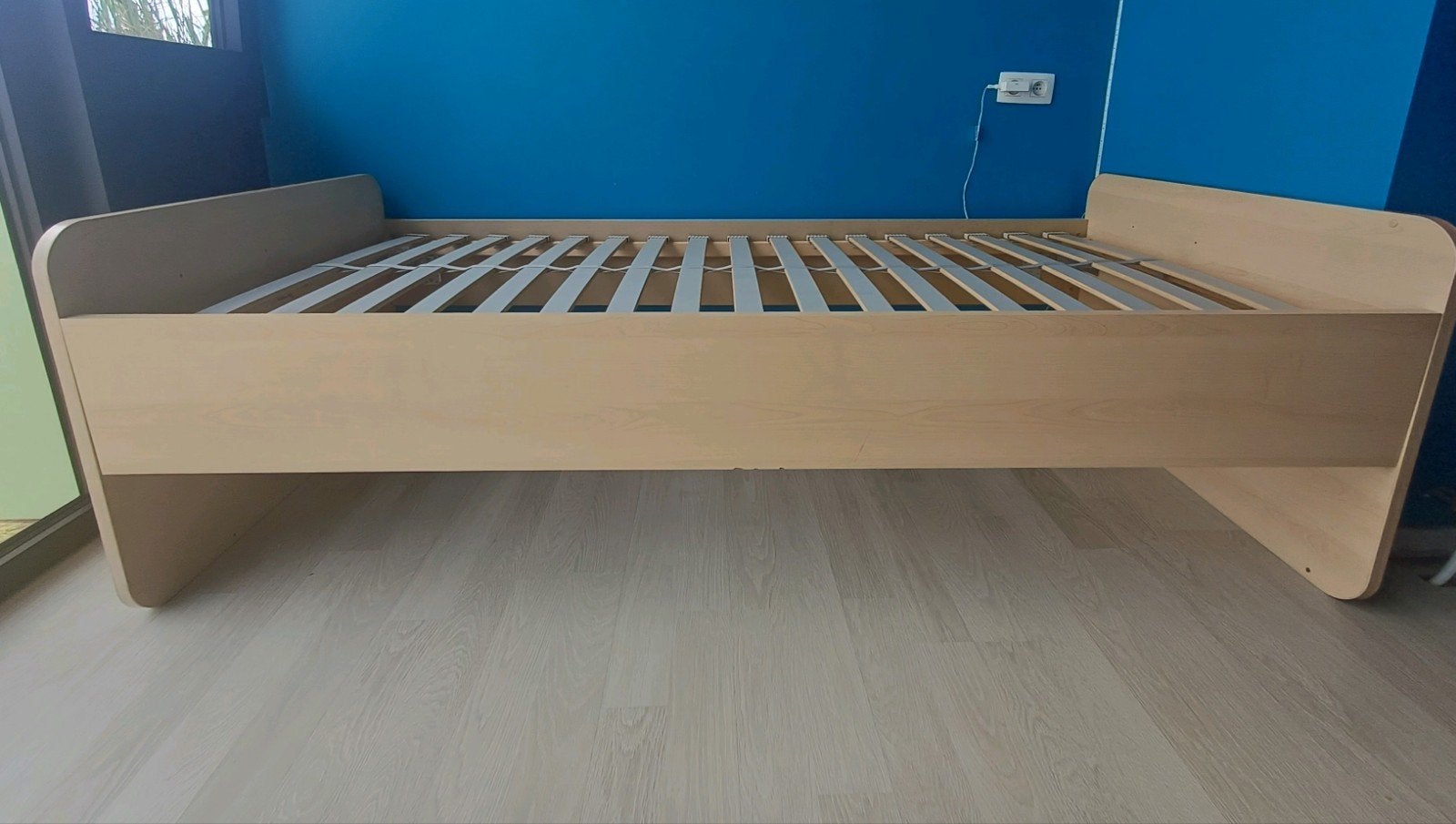 eenpersoonsbed met lattenbodem, Ophalen, Gebruikt, 90 cm, Eenpersoons
